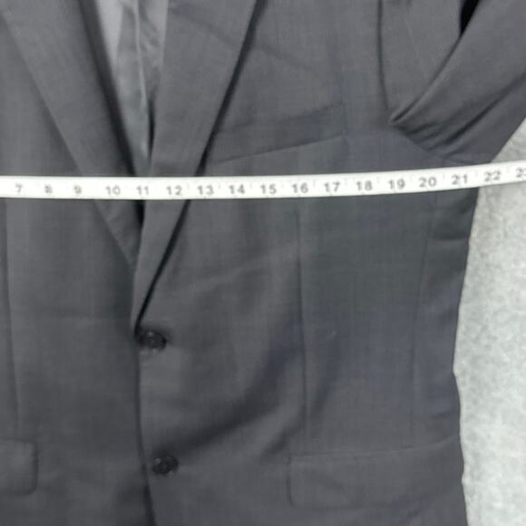 Theory Mens Suit Jacket Blazer Black Gray Micro Pinstripe Wool Blend Size 44R - Picture 3 of 9